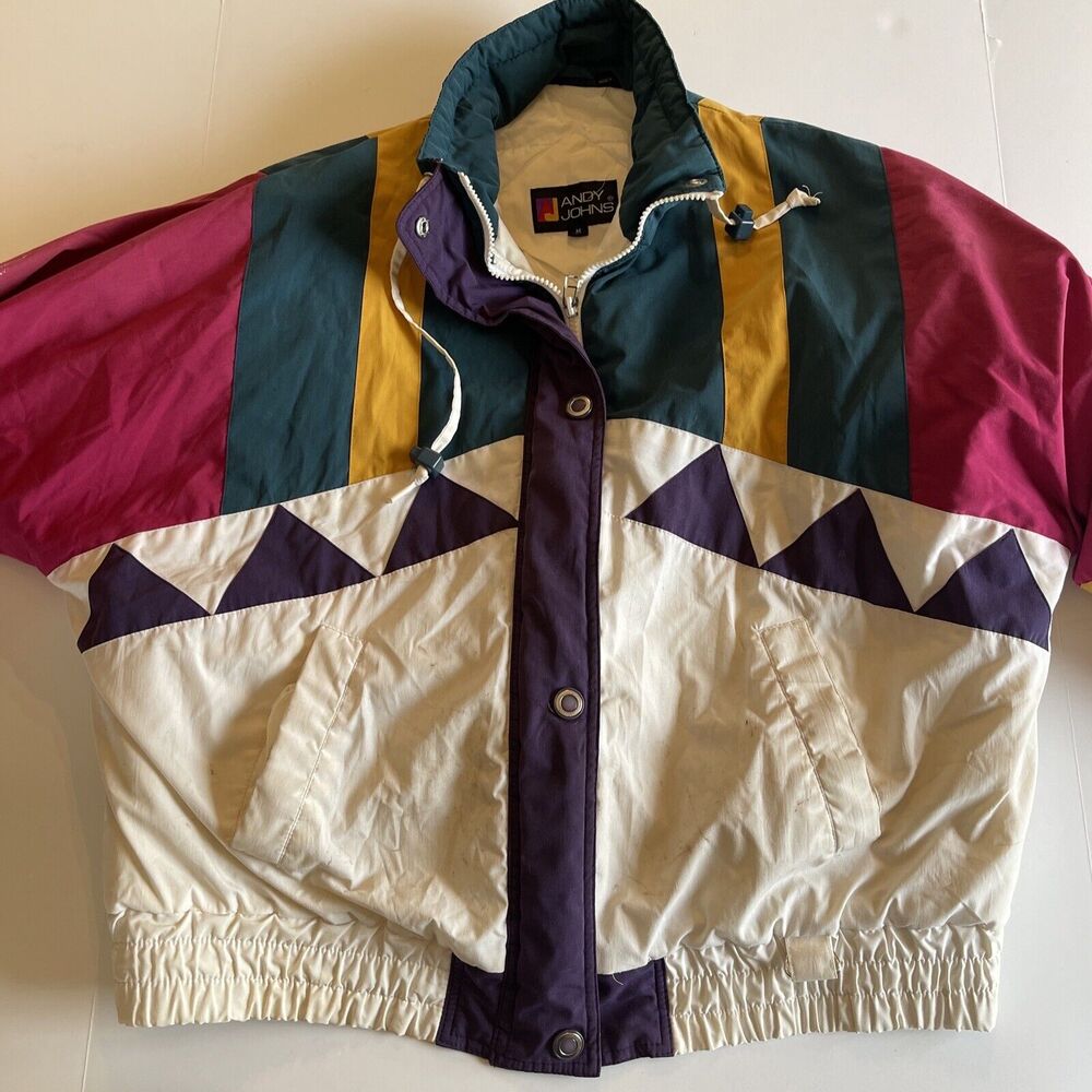 Vintage ANDY JOHNS Winter Coat Womens Sz M Colorful Retro 90’s Ski *READ